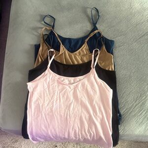 Time and Tru Women's Camisole Trio - Pink, Black, Tan